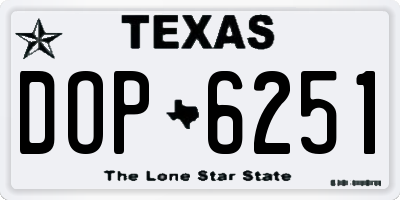 TX license plate DOP6251