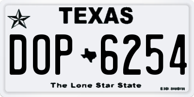 TX license plate DOP6254
