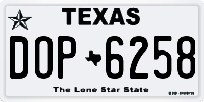 TX license plate DOP6258