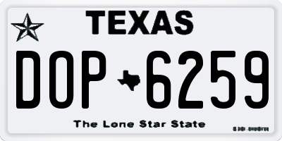 TX license plate DOP6259