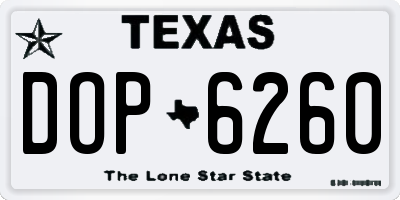 TX license plate DOP6260