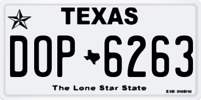 TX license plate DOP6263