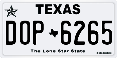 TX license plate DOP6265
