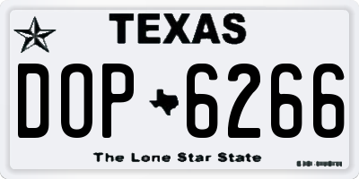 TX license plate DOP6266