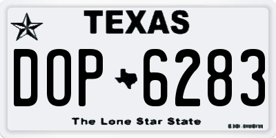 TX license plate DOP6283
