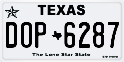 TX license plate DOP6287