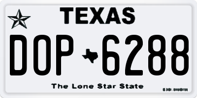 TX license plate DOP6288