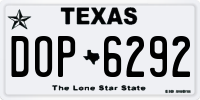 TX license plate DOP6292