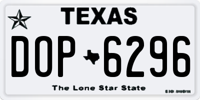 TX license plate DOP6296