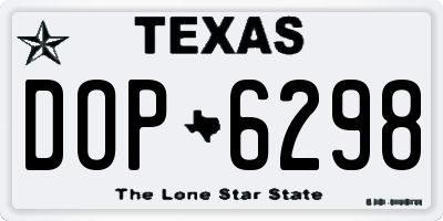 TX license plate DOP6298