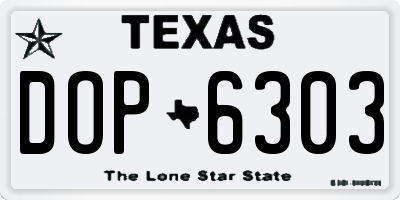 TX license plate DOP6303