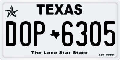 TX license plate DOP6305