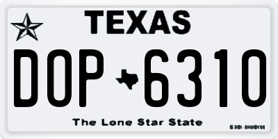 TX license plate DOP6310