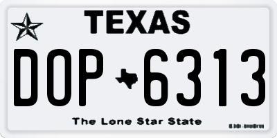 TX license plate DOP6313