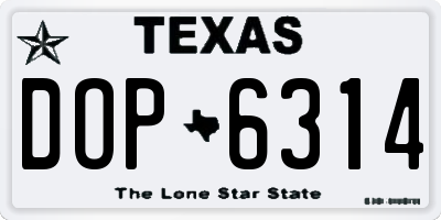 TX license plate DOP6314