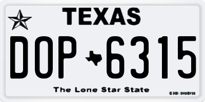 TX license plate DOP6315