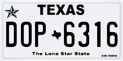 TX license plate DOP6316