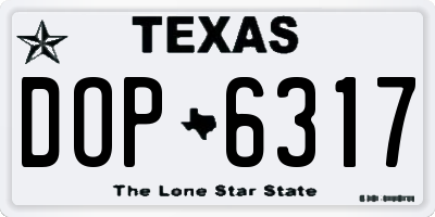 TX license plate DOP6317
