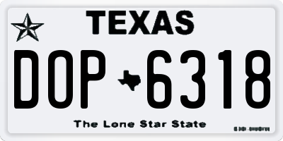 TX license plate DOP6318