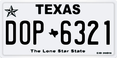 TX license plate DOP6321
