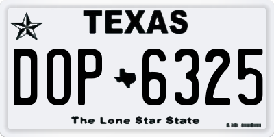 TX license plate DOP6325