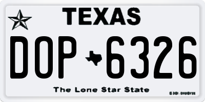 TX license plate DOP6326