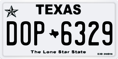 TX license plate DOP6329