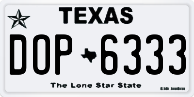 TX license plate DOP6333