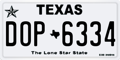 TX license plate DOP6334