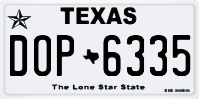 TX license plate DOP6335