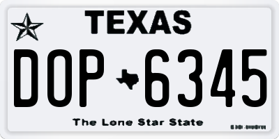 TX license plate DOP6345