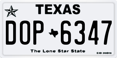 TX license plate DOP6347