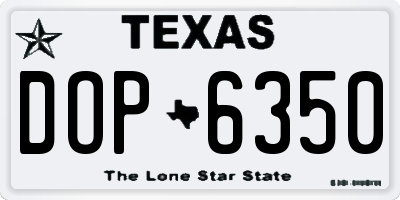 TX license plate DOP6350