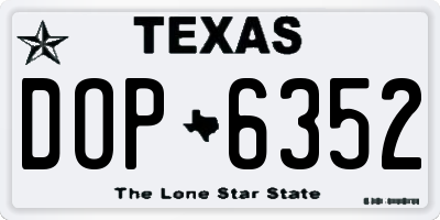 TX license plate DOP6352