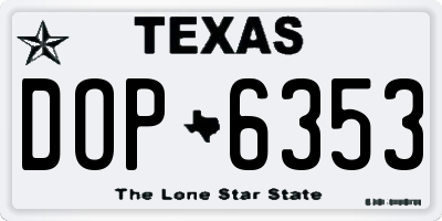 TX license plate DOP6353