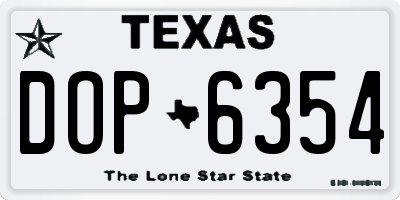 TX license plate DOP6354