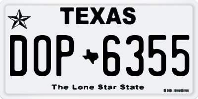 TX license plate DOP6355