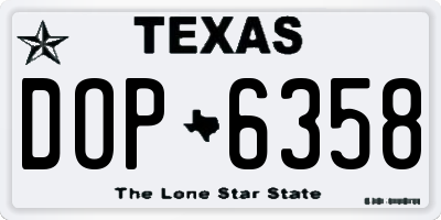 TX license plate DOP6358