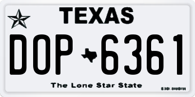 TX license plate DOP6361