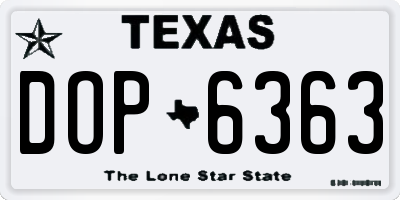 TX license plate DOP6363