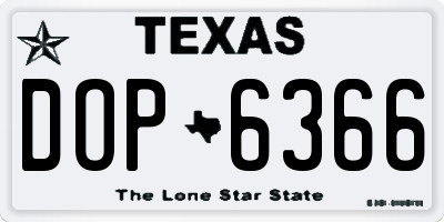 TX license plate DOP6366