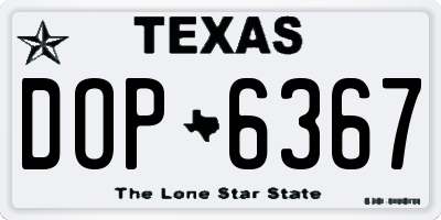 TX license plate DOP6367