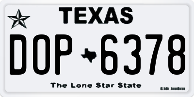 TX license plate DOP6378