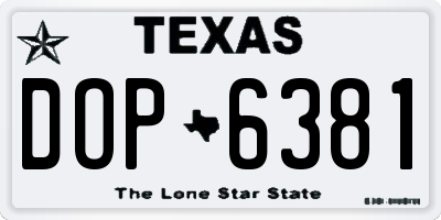 TX license plate DOP6381