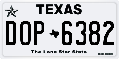 TX license plate DOP6382