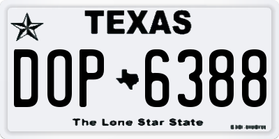 TX license plate DOP6388
