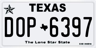 TX license plate DOP6397
