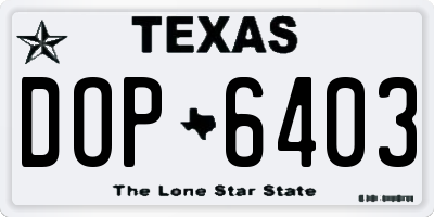 TX license plate DOP6403