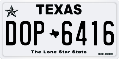TX license plate DOP6416