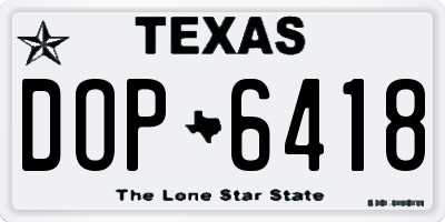 TX license plate DOP6418